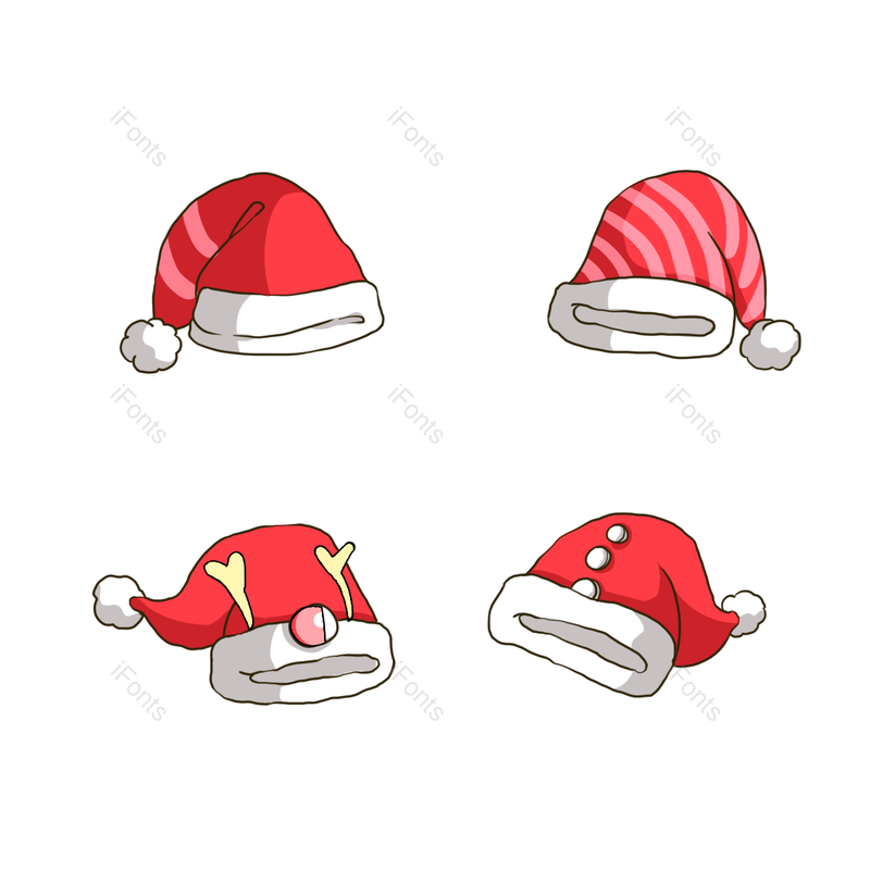 扁平图片,红色元素,圣诞帽PNG,鹿角免抠素材